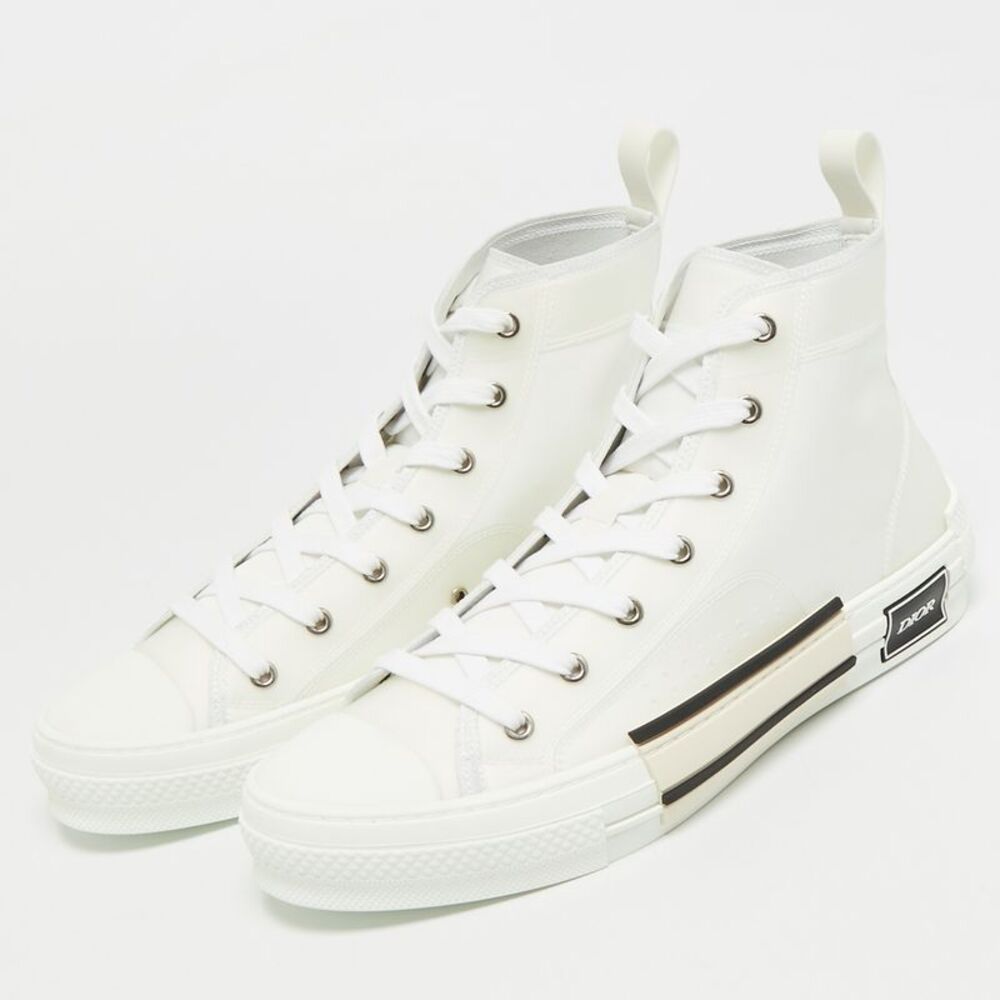 Dior B23 Size 42 White Canvas And Pvc High Top Sneakers - Picture 2 of 7